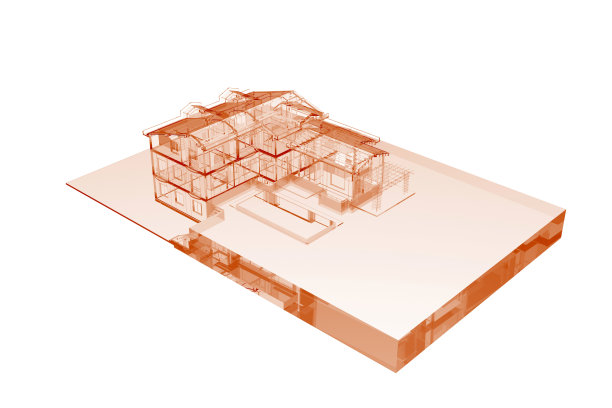 房子(3D x射线橙色透明白色)图片下载
