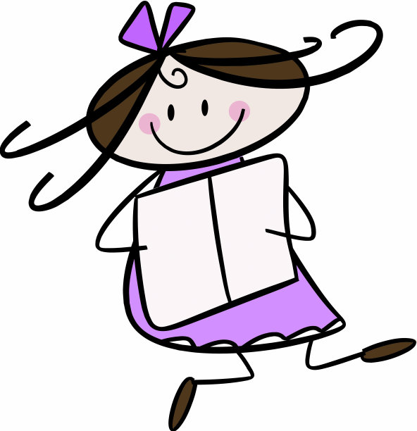 快乐的小女孩在看报纸/杂志图片下载