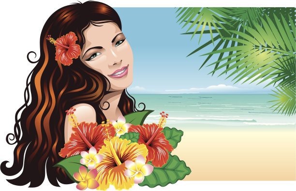 沙滩上的女孩图片下载