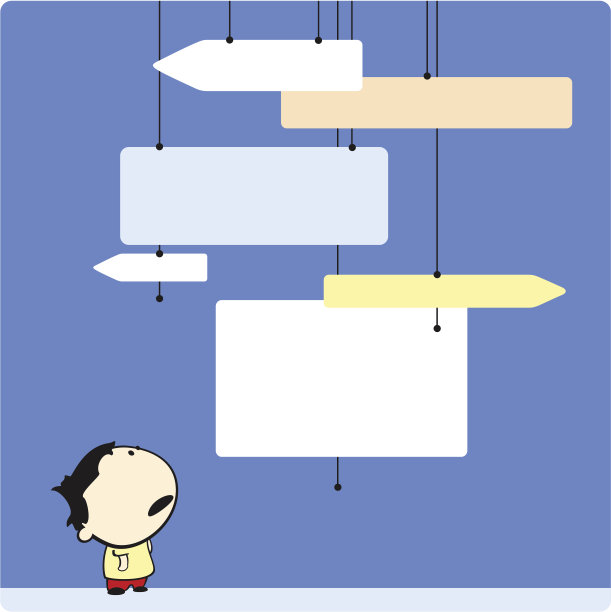 男孩在看方向标志图片下载