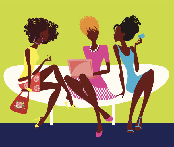 三个女孩坐在椅子上的剪影图片下载