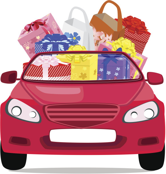 带礼物的度假车图片下载