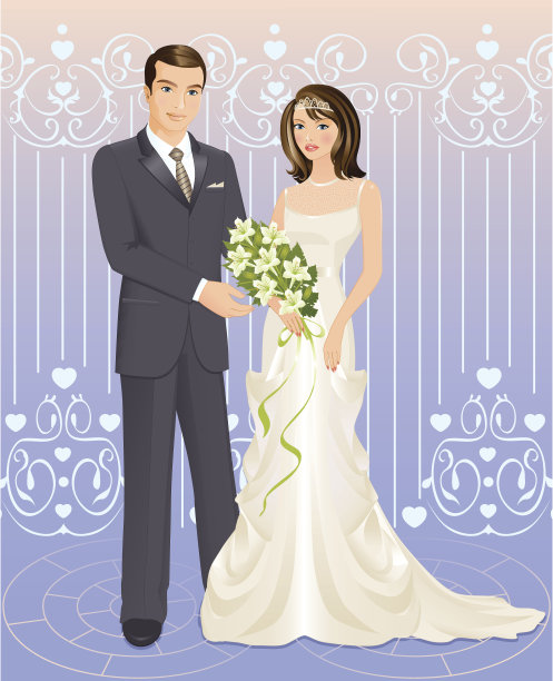 婚礼插画素材ID：102505180