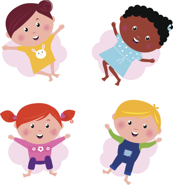 多文化不同的跳跃儿童-媒介孤立在白色图片下载