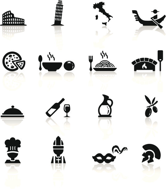 图标设置了意大利美食和文化图片下载