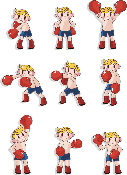 卡通拳击图标套装图片下载