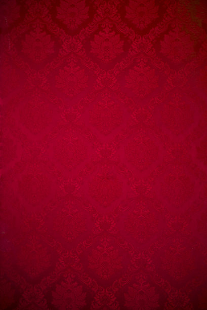 旧红色天鹅绒重复花卉墙纸图案图片下载