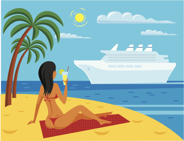 沙滩上的女孩素材图片