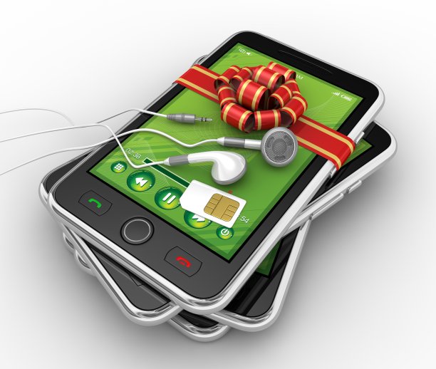 黑色智能手机和耳机。图片下载