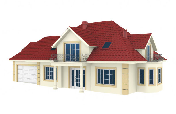 在白色背景上隔离的3d房子。图片下载