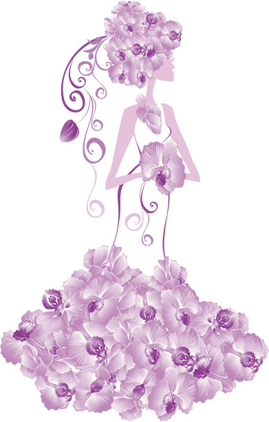 新娘，头发和衣服都用兰花装饰图片下载