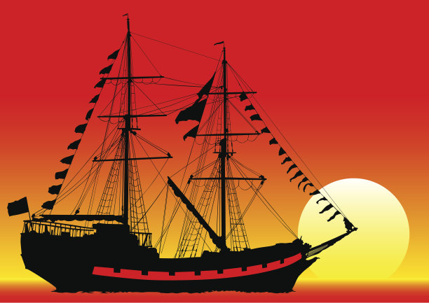 船在太阳素材图片