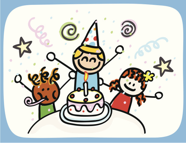 儿童生日派对卡通素材图片
