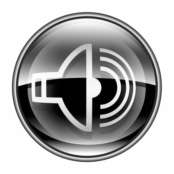 扬声器图标蓝色，孤立在白色背景。图片下载