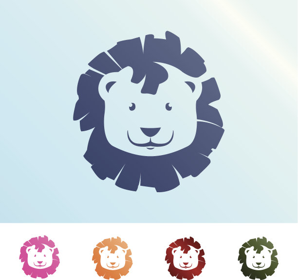 几种颜色的狮子头的平面插图图片下载