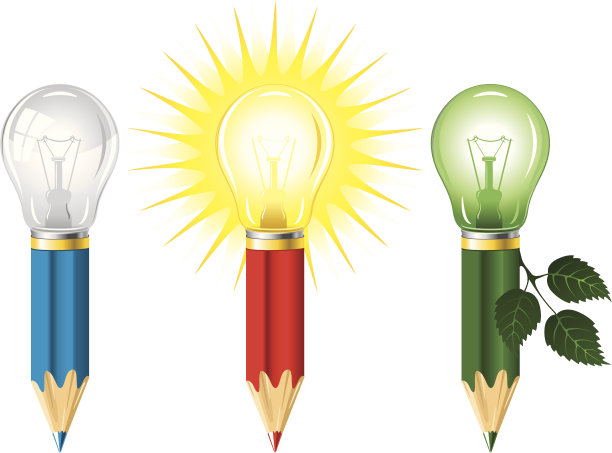 铅笔和灯泡图片下载