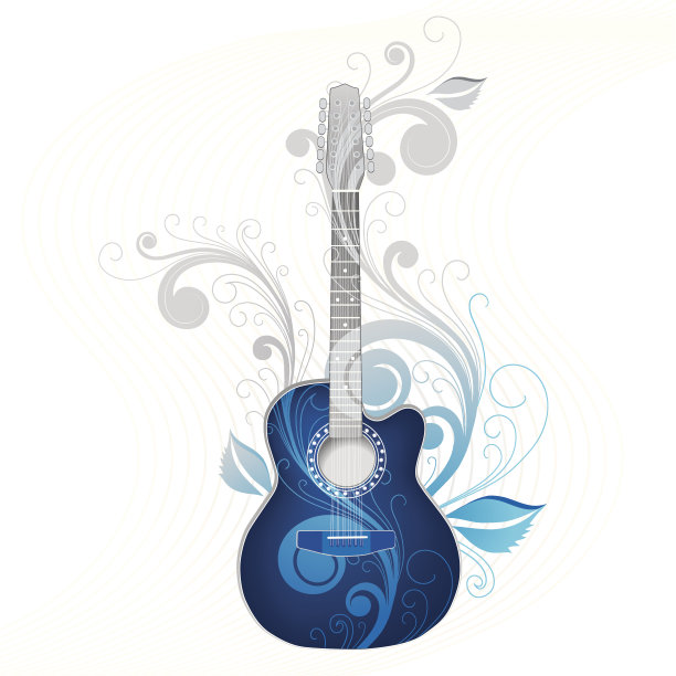 深蓝色的吉他图片下载