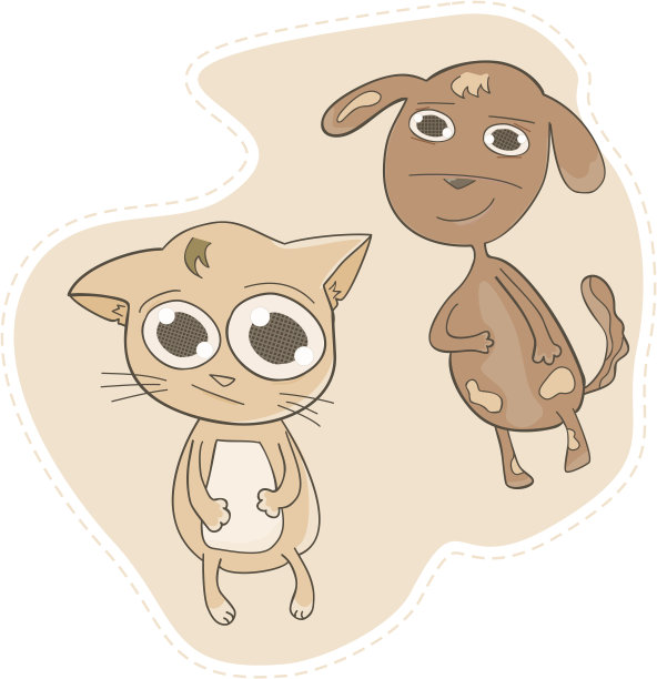 矢量插图漫画猫和狗图片下载