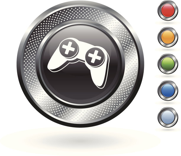 视频游戏控制器版权免费矢量艺术上的金属按钮图片下载