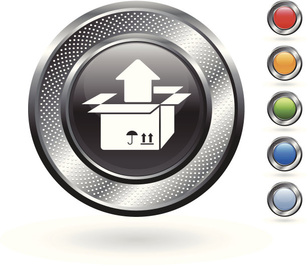 运输盒子版税免费矢量艺术上的金属按钮图片下载