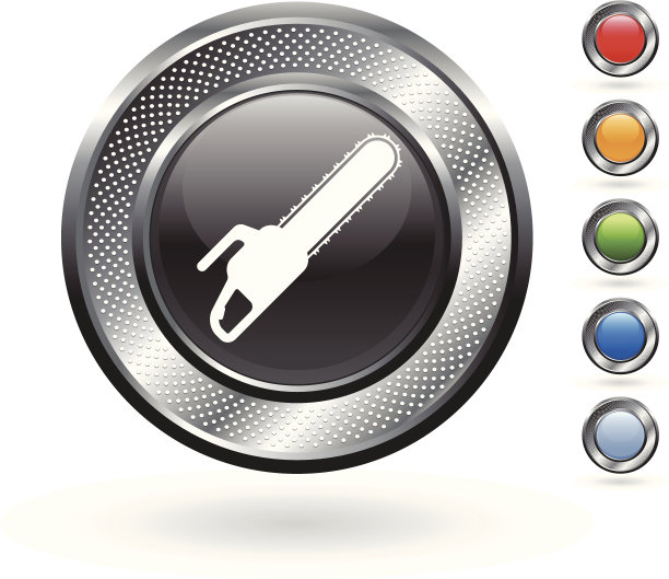 链锯版权免费矢量艺术上的金属按钮图片下载