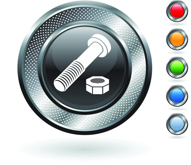 金属按钮上的螺栓和螺母免版税矢量艺术图片下载