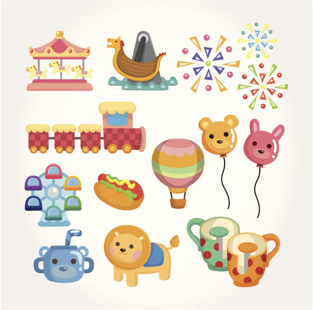 卡通游乐场图标集图片下载