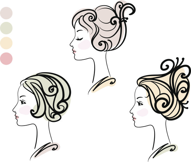 肖像三女性与复古发型设计图片下载