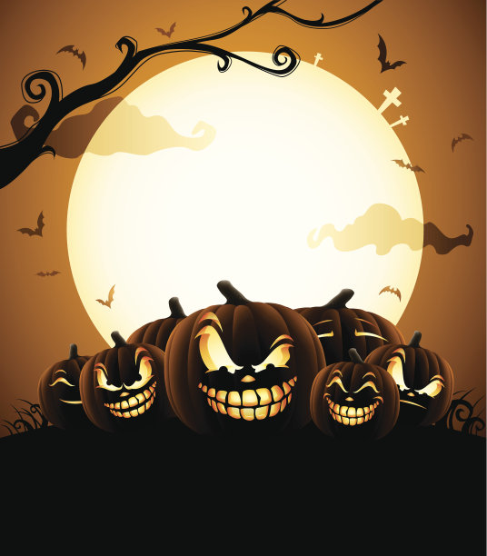 月光下的万圣节南瓜图片下载