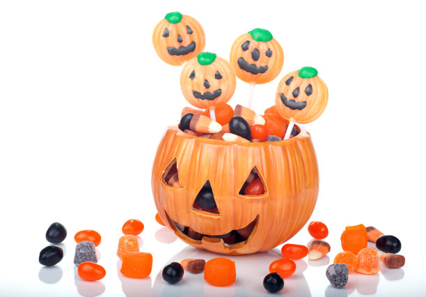 万圣节糖果在南瓜碗图片下载