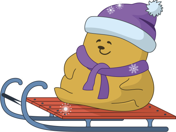泰迪熊在雪橇图片下载