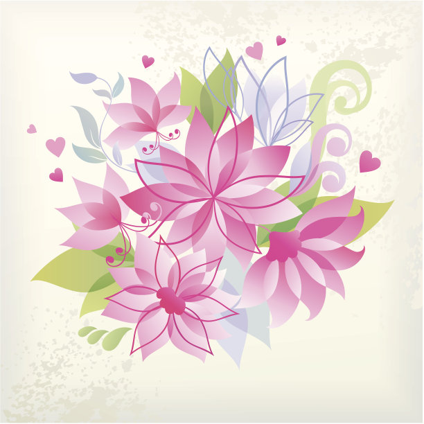 粉红色的花带着心。图片下载