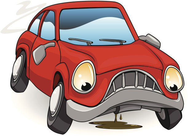 一辆悲伤的拟人化红色卡通汽车图片下载