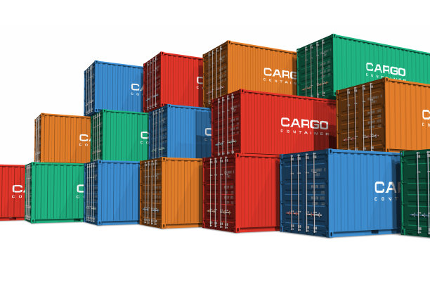 堆叠彩色货物集装箱图片下载