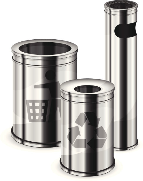 垃圾桶和回收标志图片下载