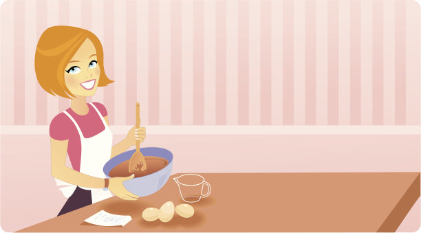 女人准备巧克力蛋糕图片下载