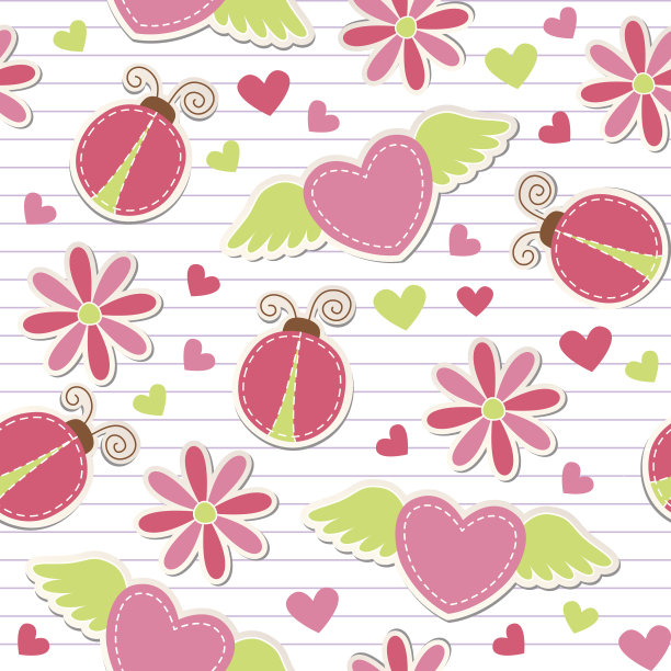 可爱浪漫无缝图案图片下载