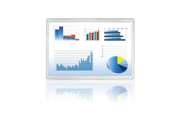 在触摸屏平板电脑上的销售业绩和业务图表图片下载