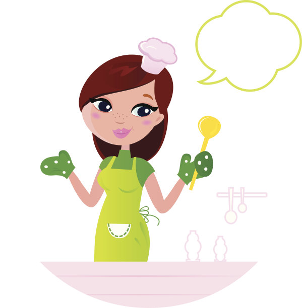 年轻漂亮的女人用言语泡在厨房做饭图片下载