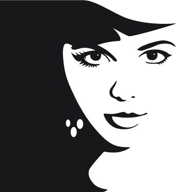 黑人和白人女人的肖像素描图片下载