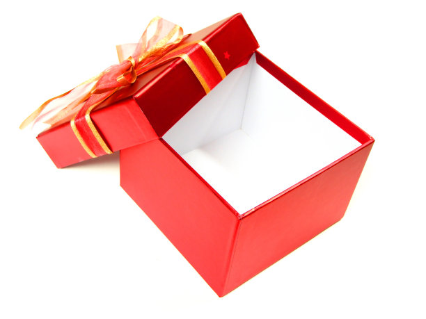 打开空的红色礼品盒上的白色图片下载