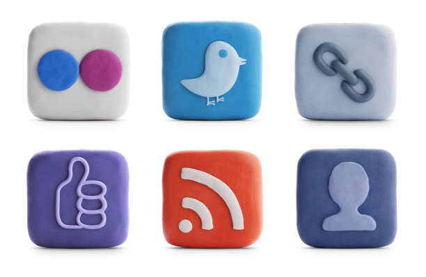 粘土图标|博客和社交媒体(带有剪切路径)图片下载