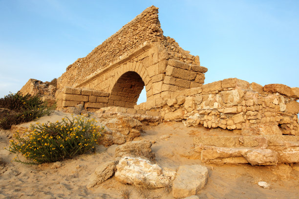 古罗马输水道的日落图片下载