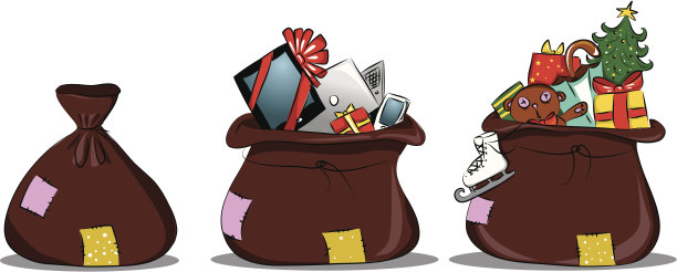 圣诞老人给孩子和大人送礼物图片下载