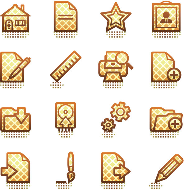 文档网页图标，设置2。棕色系列。图片下载