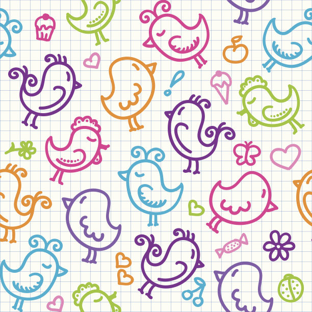 手绘鸟类图案图片下载