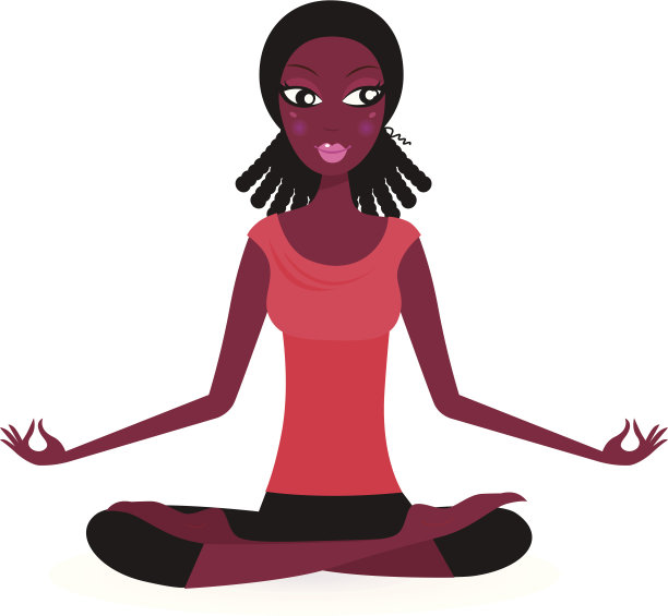 非裔美国女性练习瑜伽姿势孤立的白人图片下载