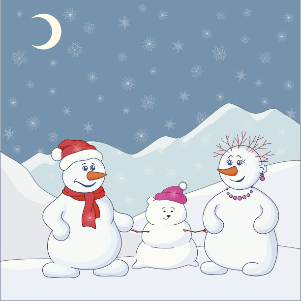 冬天山上的雪人图片下载