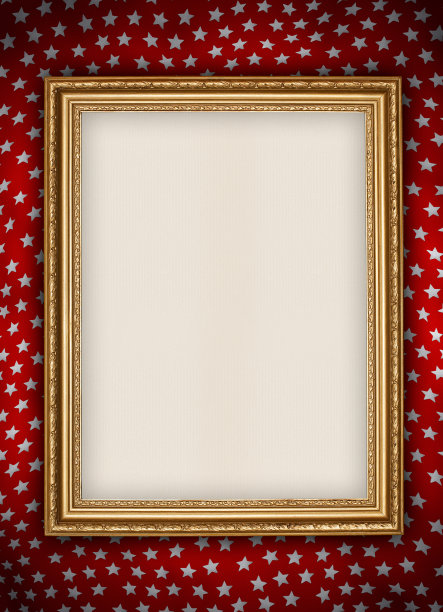 红色背景上的金色老框架图片下载