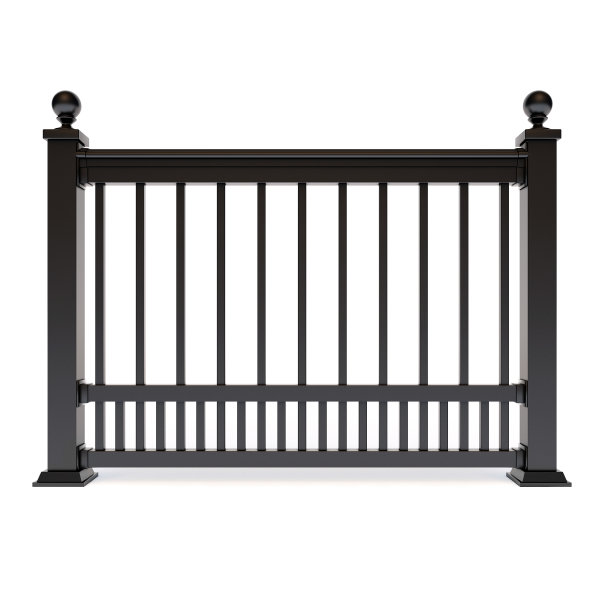 黑色金属设计栏杆与球体图片下载